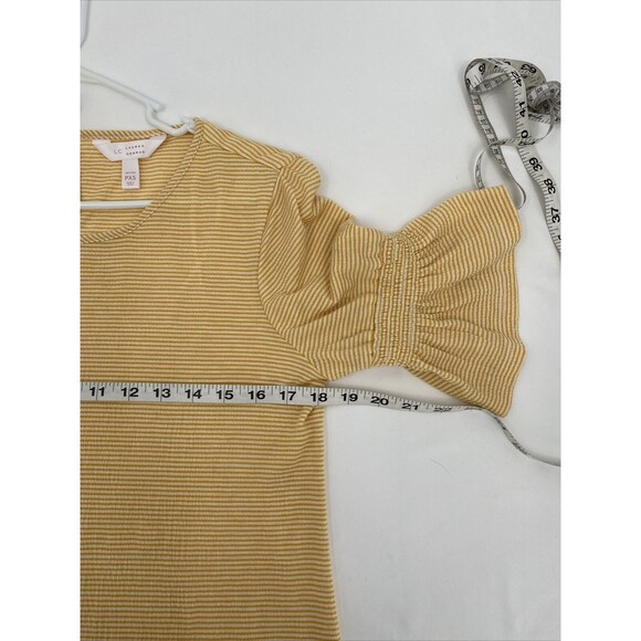 LC Lauren Conrad Women's Striped Round Neck Ruffle Sleeve Stretch Blouse Top PXS - Picture 6 of 7